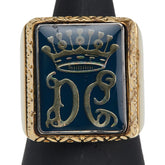 ドルチェアンドガッバーナ DCロゴ クラウン 王冠 モチーフ リング 指輪 ゴールド ブルー メッキ メンズ DOLCE&GABBANA 【中古】